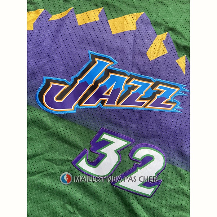 Maillot Utah Jazz Karl Malone NO 32 Mitchell & Ness 1996-97 Vert